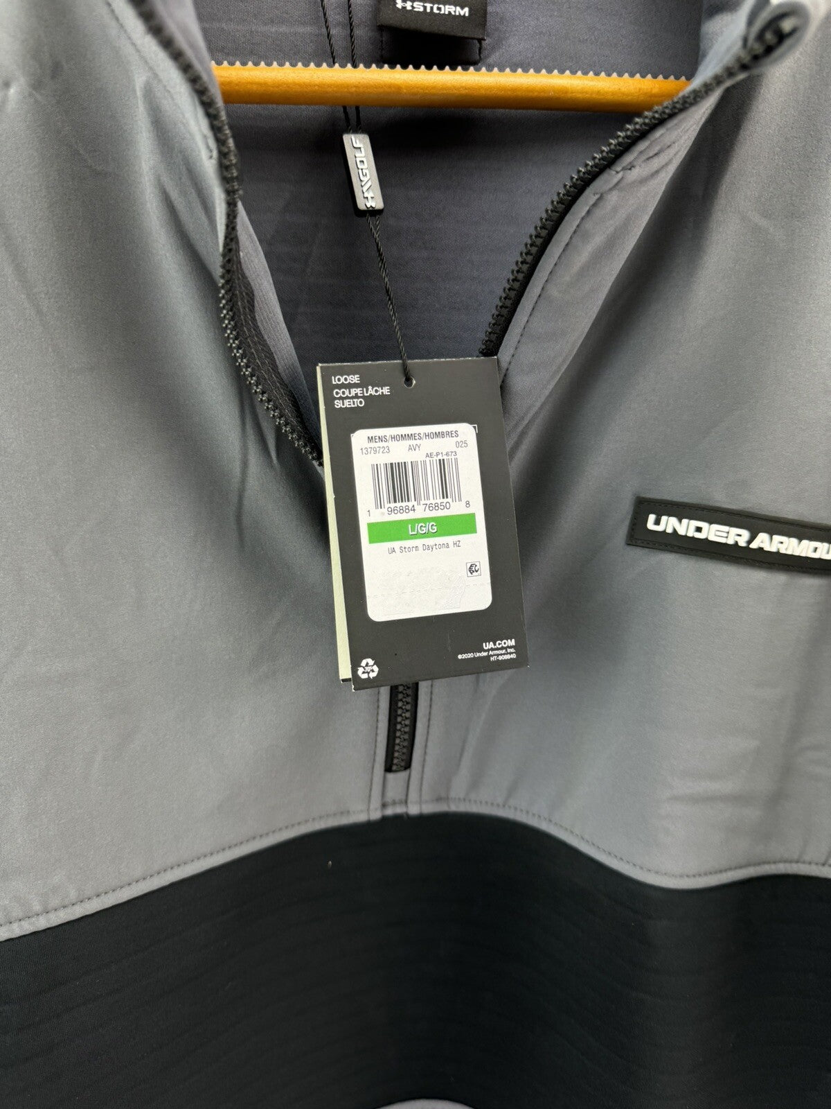 Under Armour Storm Pullover Mens Daytona 1/2 Zip UK Large /Black/Grey /New/207195