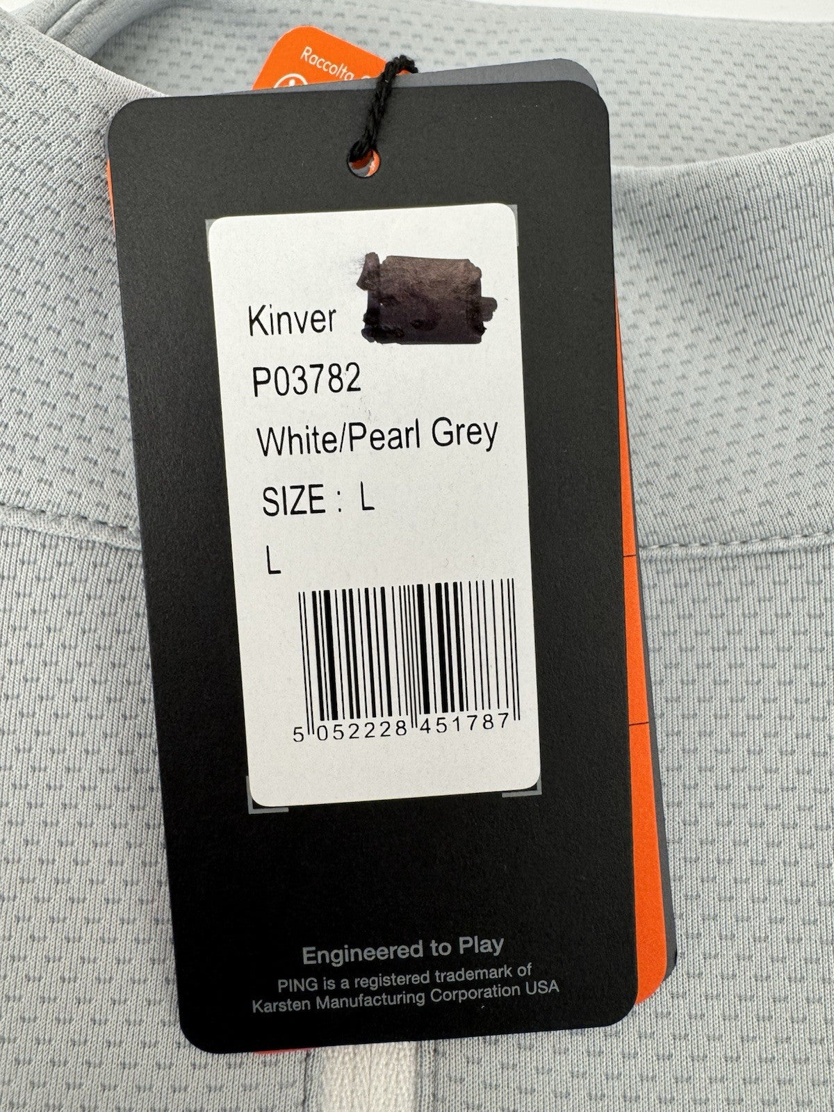 PING Kinver 1/4 Zip Pullover Sweatshirt Men's Large White Pearl Grey/3722710