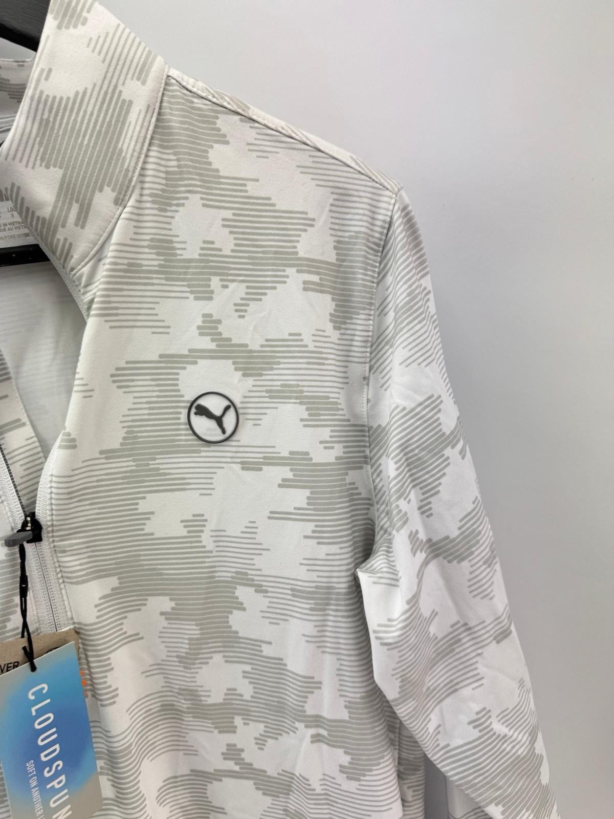 Puma Golf 1/4 Zip Cloudspun Pullover Camo Mens UK Small /White Glow /New /307694