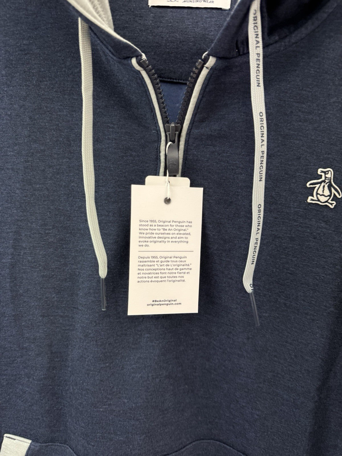 Original Penguin Golf Hoodie 1/4 Zip Earl Colour Block UK XL /Navy /New /252186