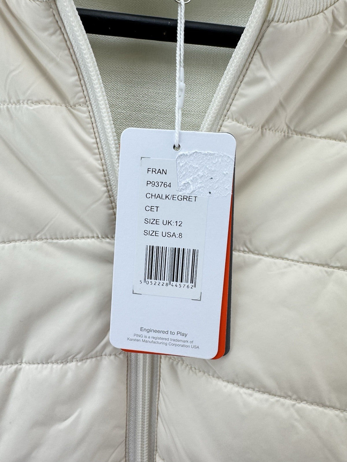 Ping Golf Ladies Jacket Fran Hybrid Full Zip UK 12 /Cream /New /279808