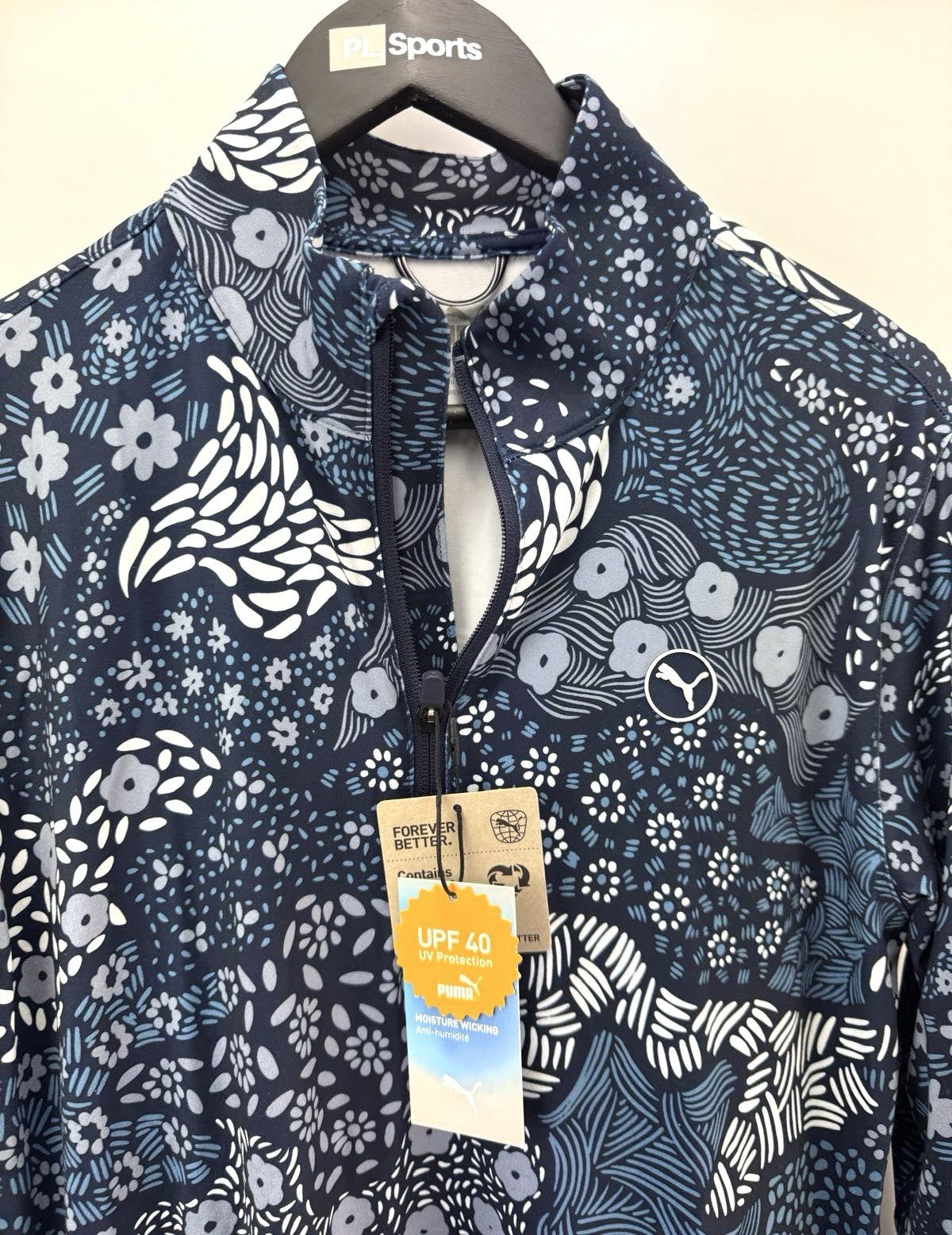 Mens Puma Cloudspun Bloom Camo 1/4 Zip Pullover Sweater Navy Size Small/ 307553