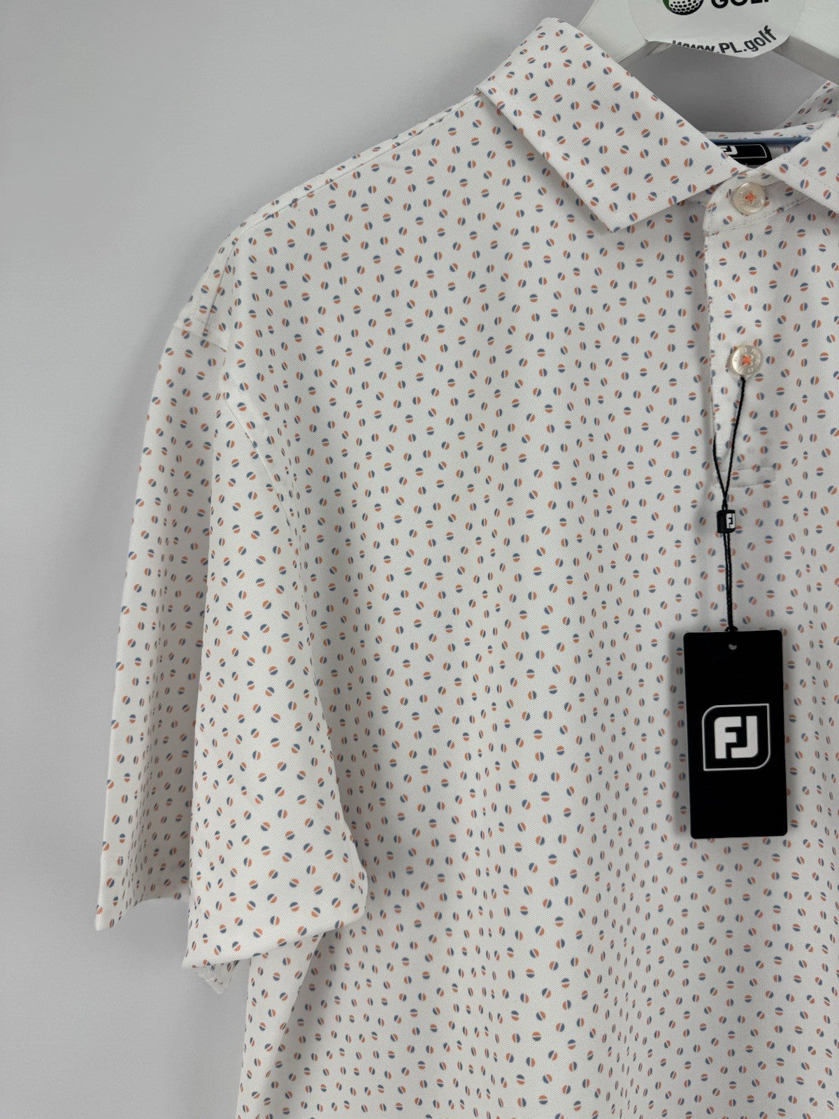 FootJoy Mens Bounce Print Pique Polo Shirt Size Small White Hibiscus Flint/330481