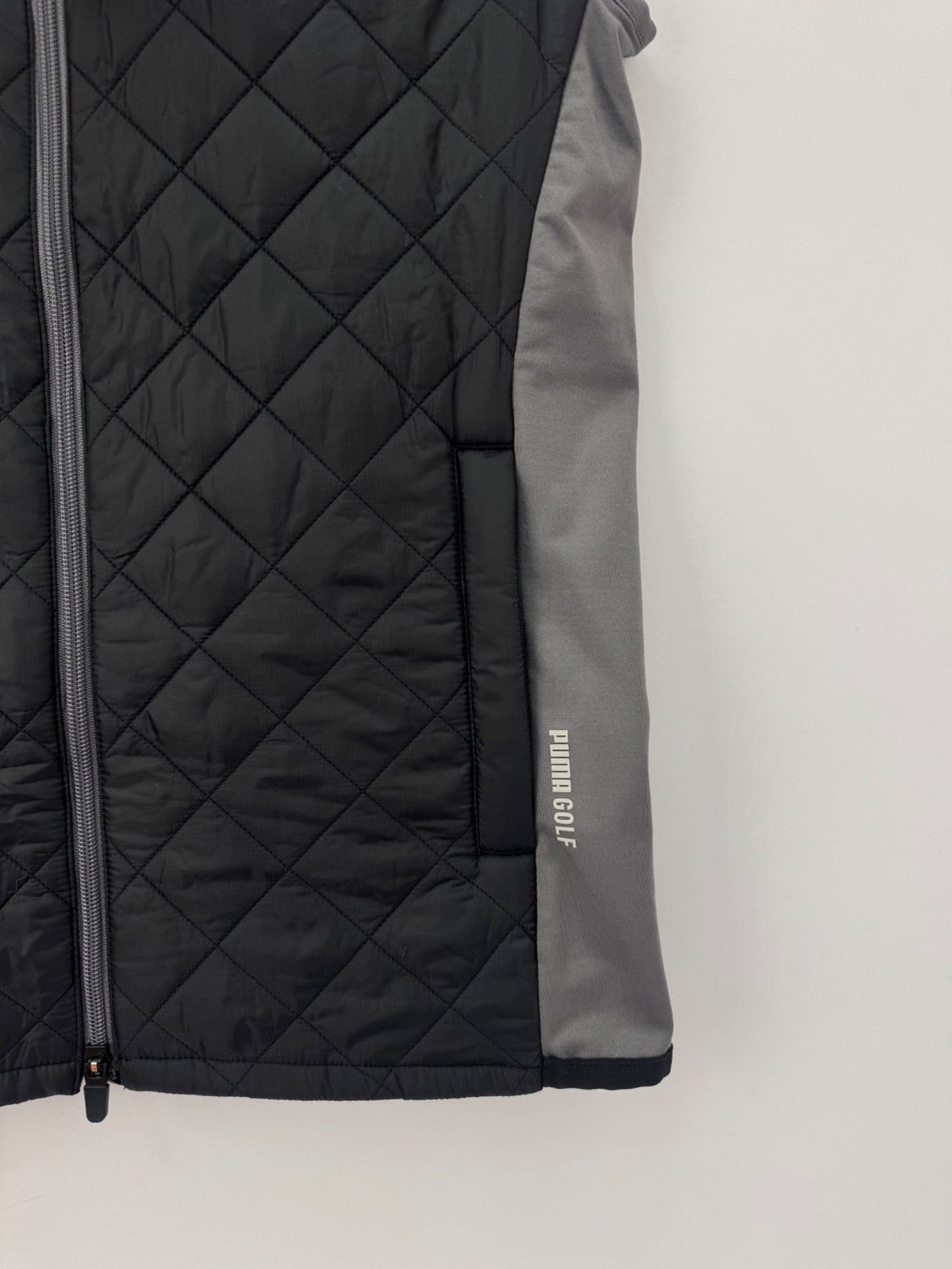 Puma WRM LBL Quilted Golf Vest Men's Size S Black Grey Primaloft Insulate/365032