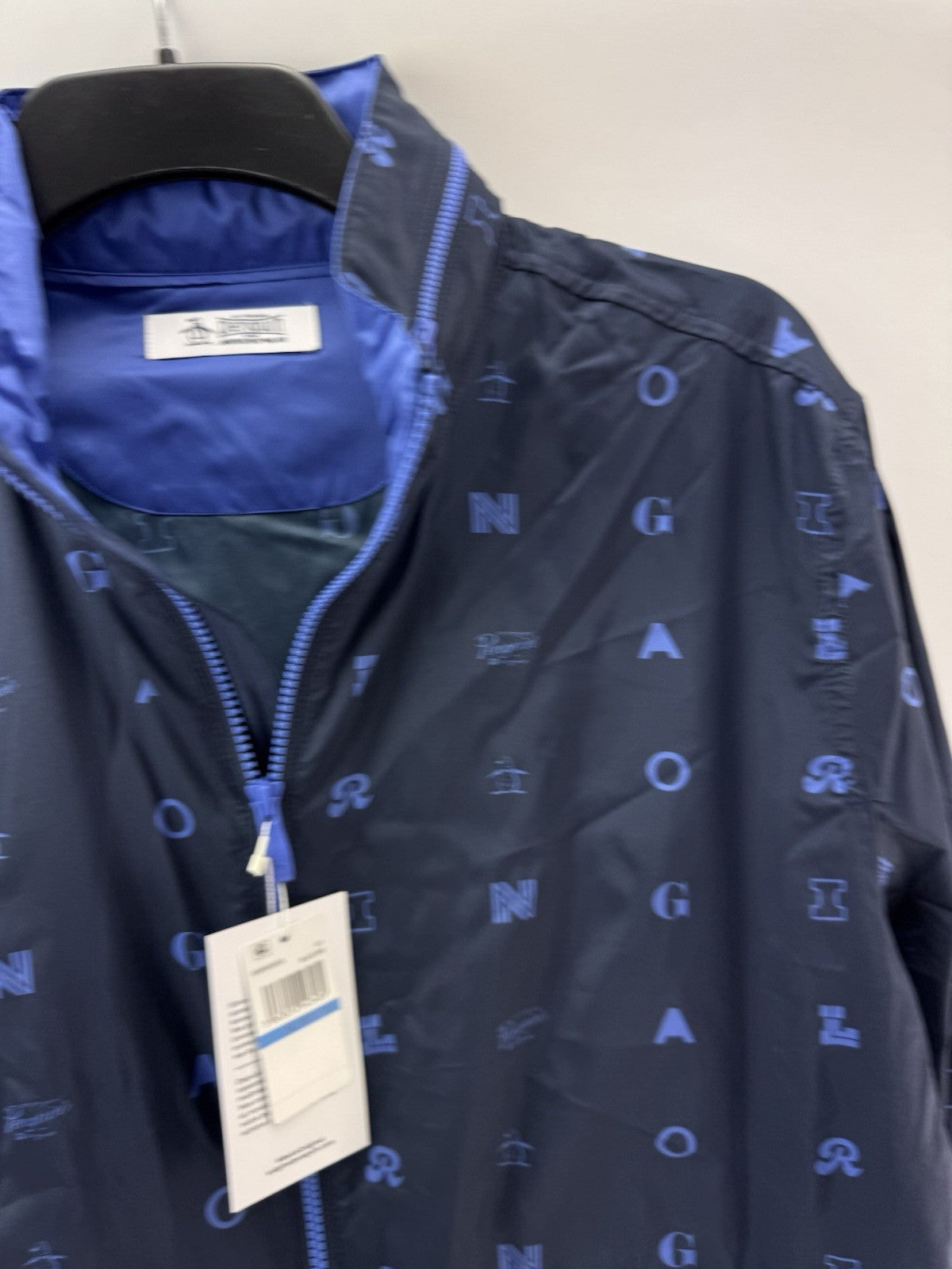 Penguin Original Golf Wind Jacket Logo Print Hood Lightweight UK XL /New /252194