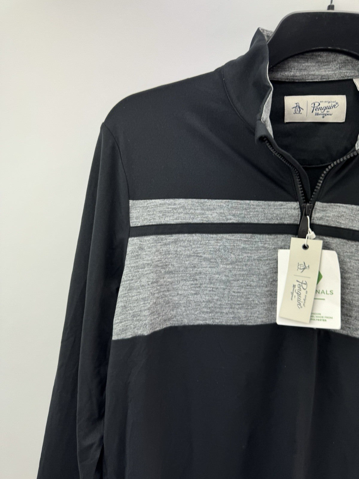 Original Penguin Pullover Colour Block 1/4 Zip UK Small /Black /New /252582