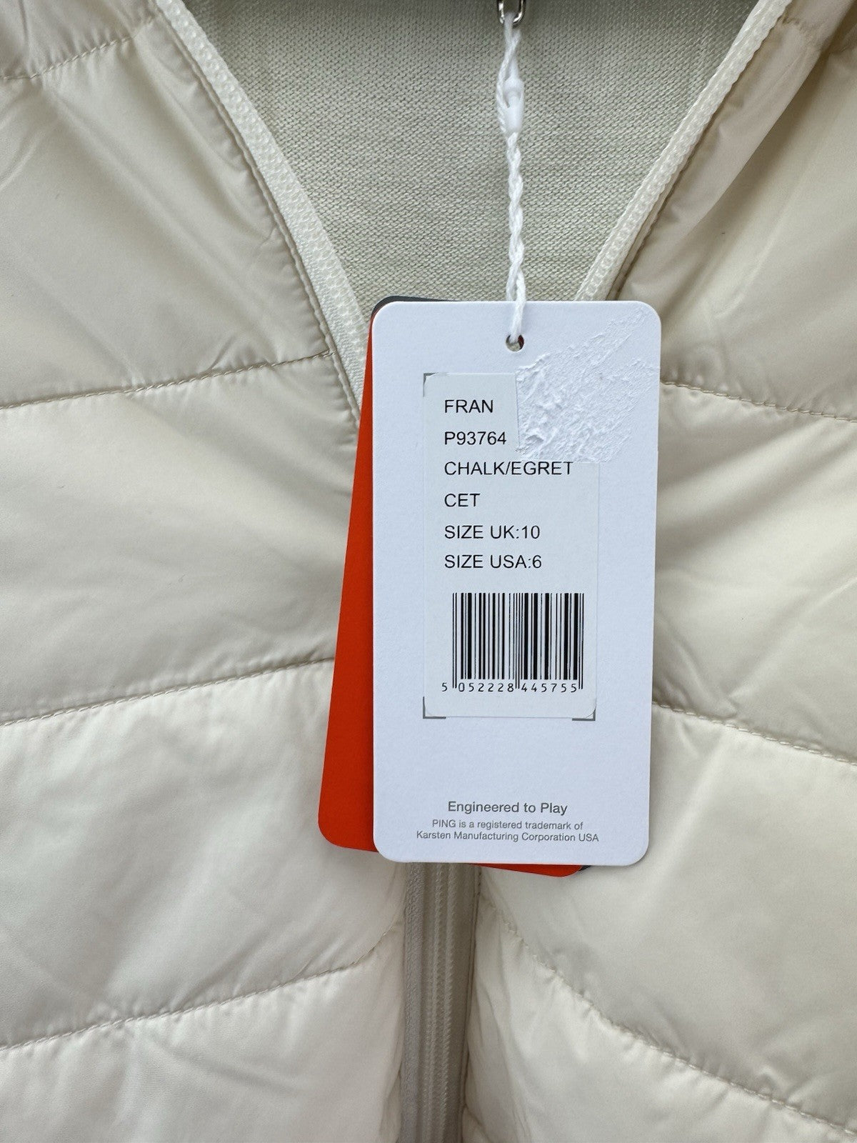 Ping Golf Ladies Jacket Fran Hybrid Full Zip UK 10 /Cream /New /279778