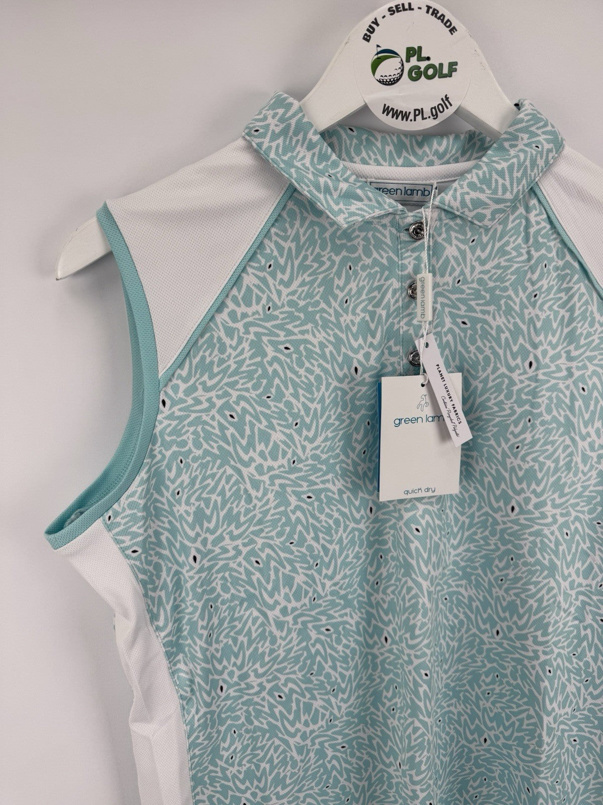 Green Lamb Women’s Sleeveless Golf Polo Patterned Size UK 14 /317951
