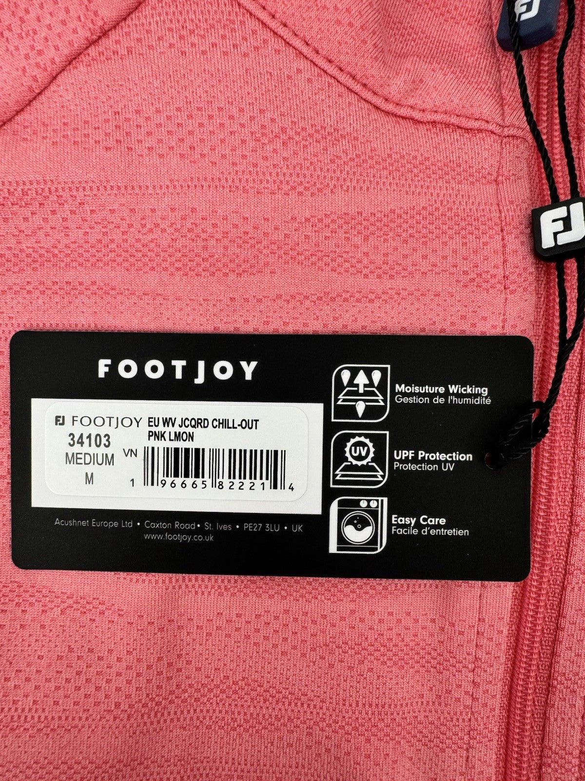 FootJoy Golf Wave Jacquard Chill-Out Zip Pullover Men's Size Medium Pink/3343913