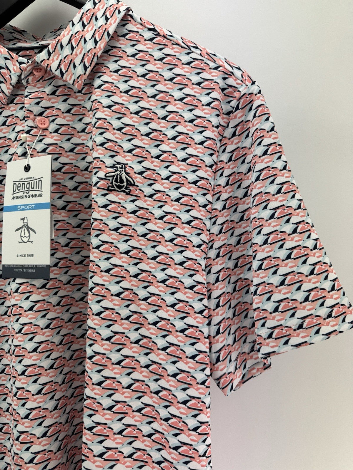 Men’s Original Penguin Layered Umbrella Print Polo Shirt Size Medium/ 311125