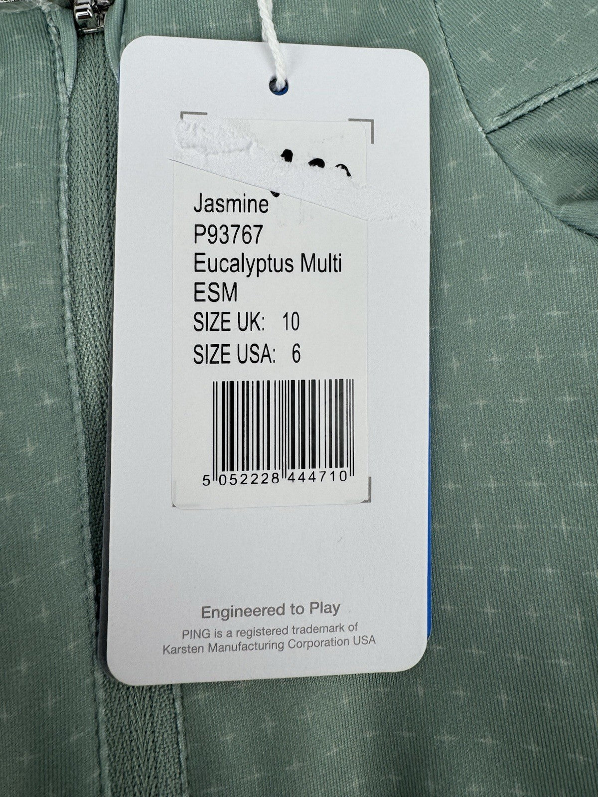 Ping Jasmine Golf Jumper Women's UK Size 10 Green Multi Long Sleeve Zip Up/3151612