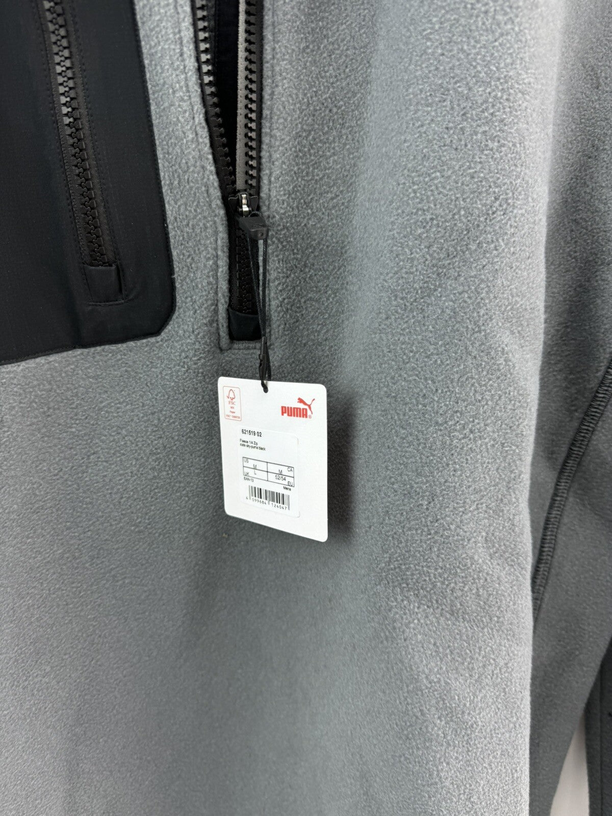 Puma Golf Fleece Pullover 1/4 Zip UK Large /Grey/Black /New /263355