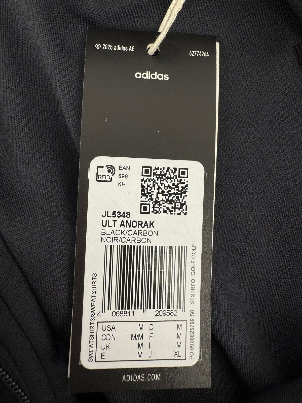 Adidas JL5348 Ultimate365 Anorak Mens Size Medium Lightweight Jacket/325098