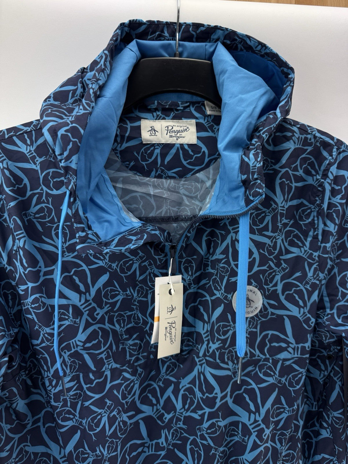 Penguin Golf Trademark Printed Wind Jacket 1/4 Zip Pullover UK Small /New /252453