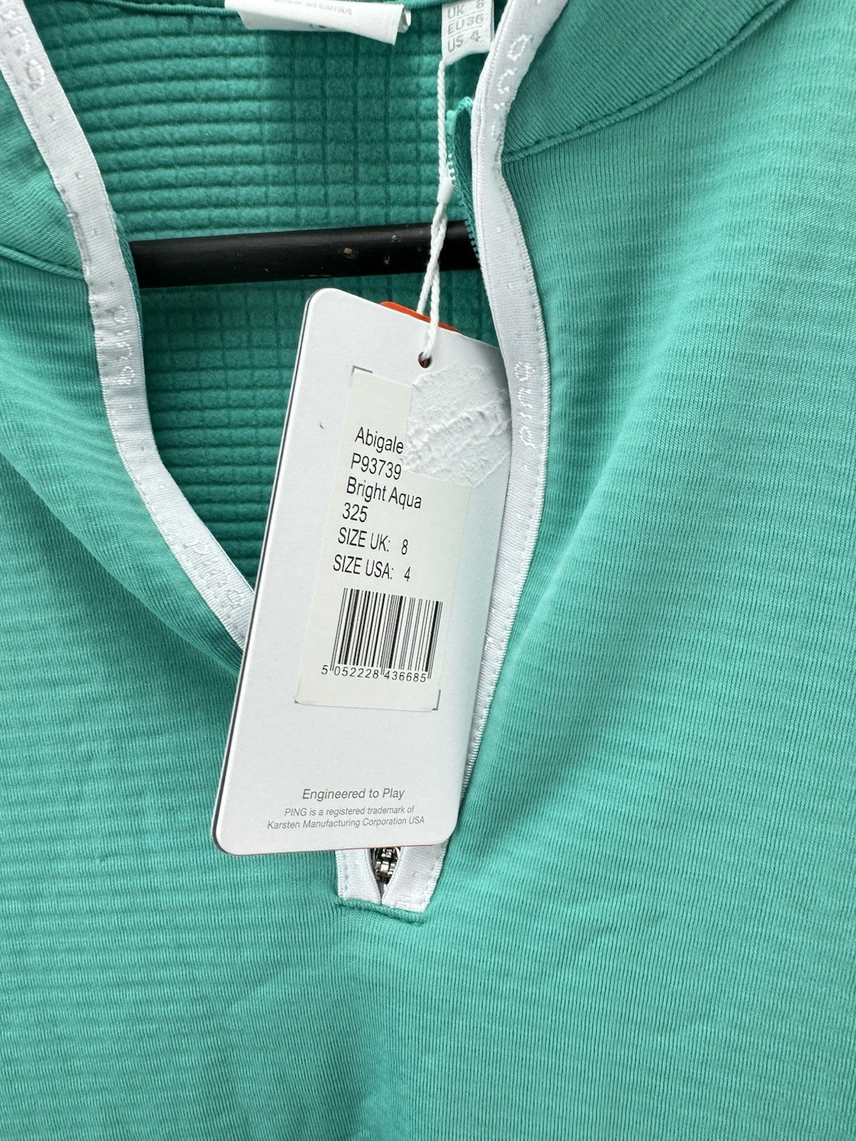 Ping Golf Ladies Abigale Pullover Size UK 8 /1/4 Zip /Aqua /New /285417