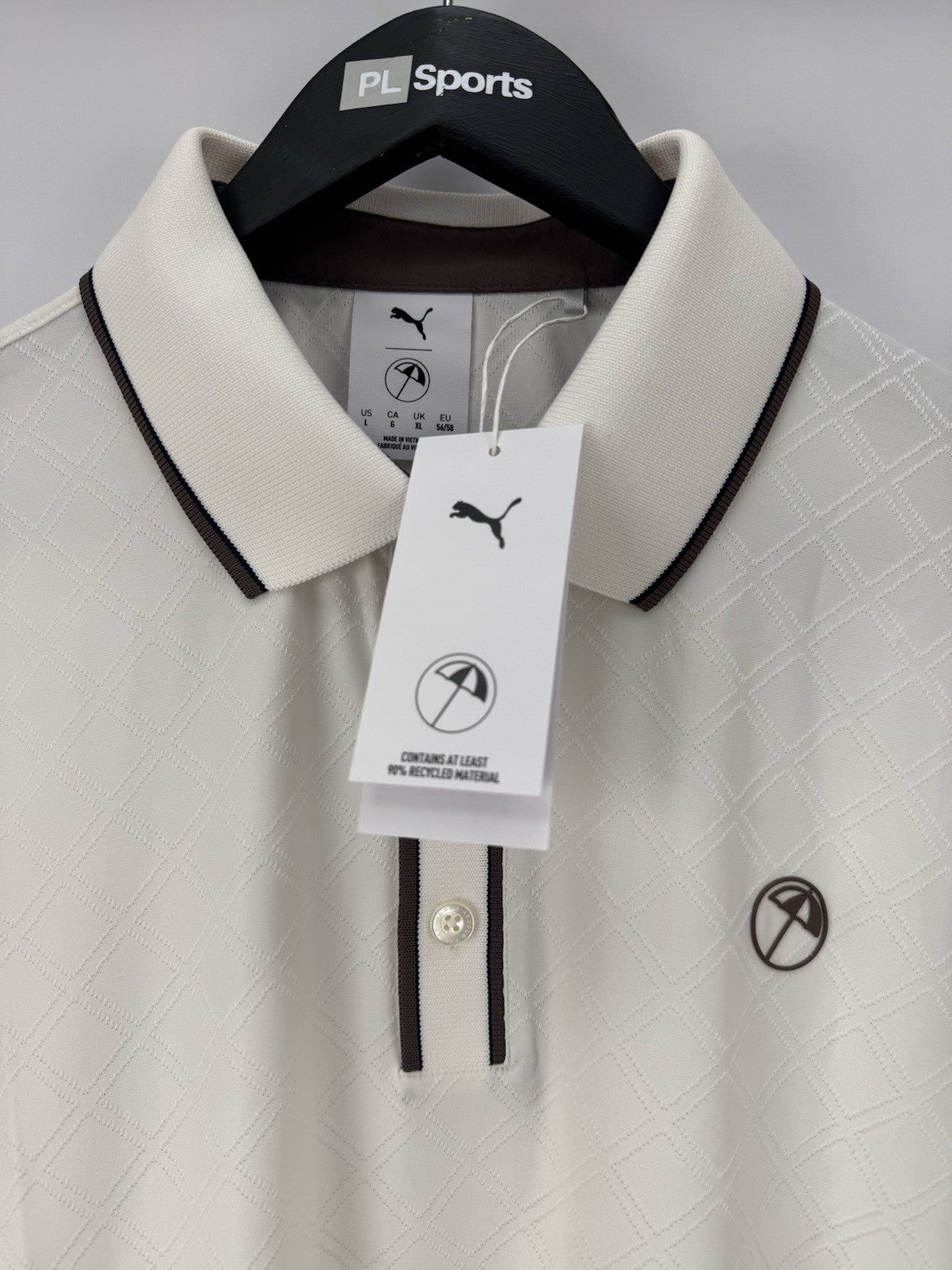 PUMA X Arnold Palmer Tipped Jac Golf Polo Shirt Men's Size M Warm White/353842