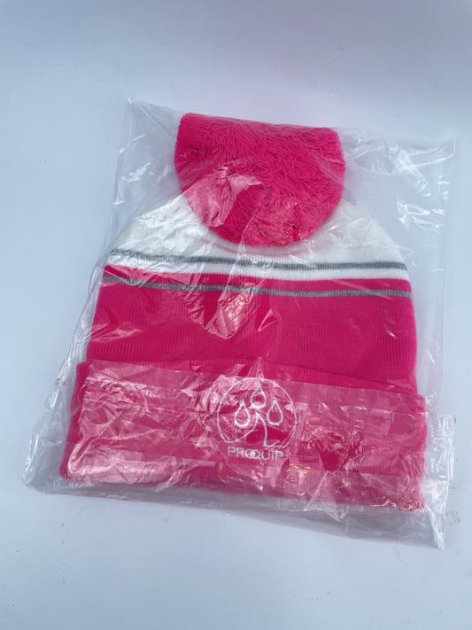 Proquip Golf Beanie Fleece Line Bobble /One Size /Pink /White /New /281060