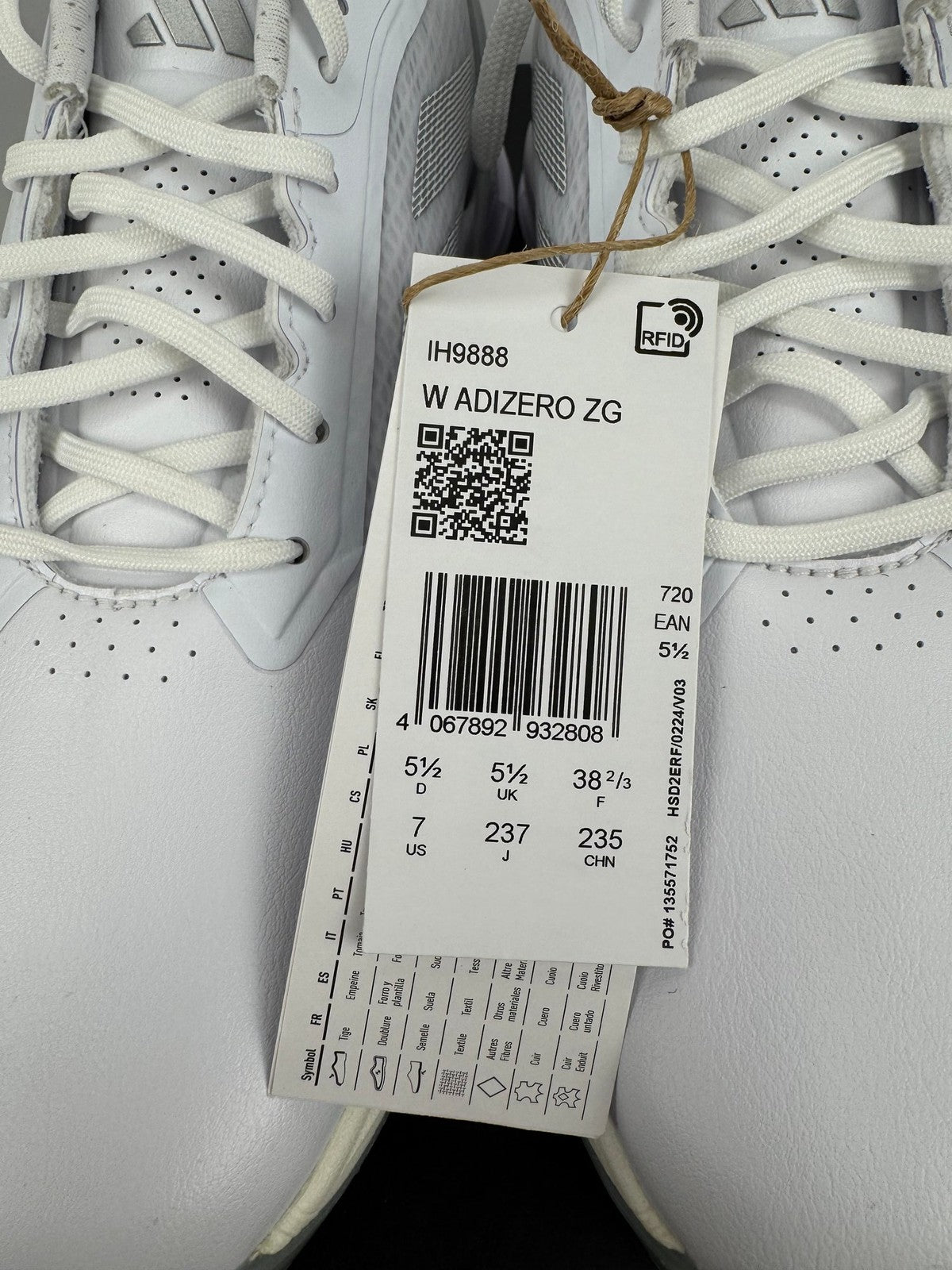 Adidas W Adizero ZG Golf Shoes Women's Size 5.5 UK Lightweight White/312493