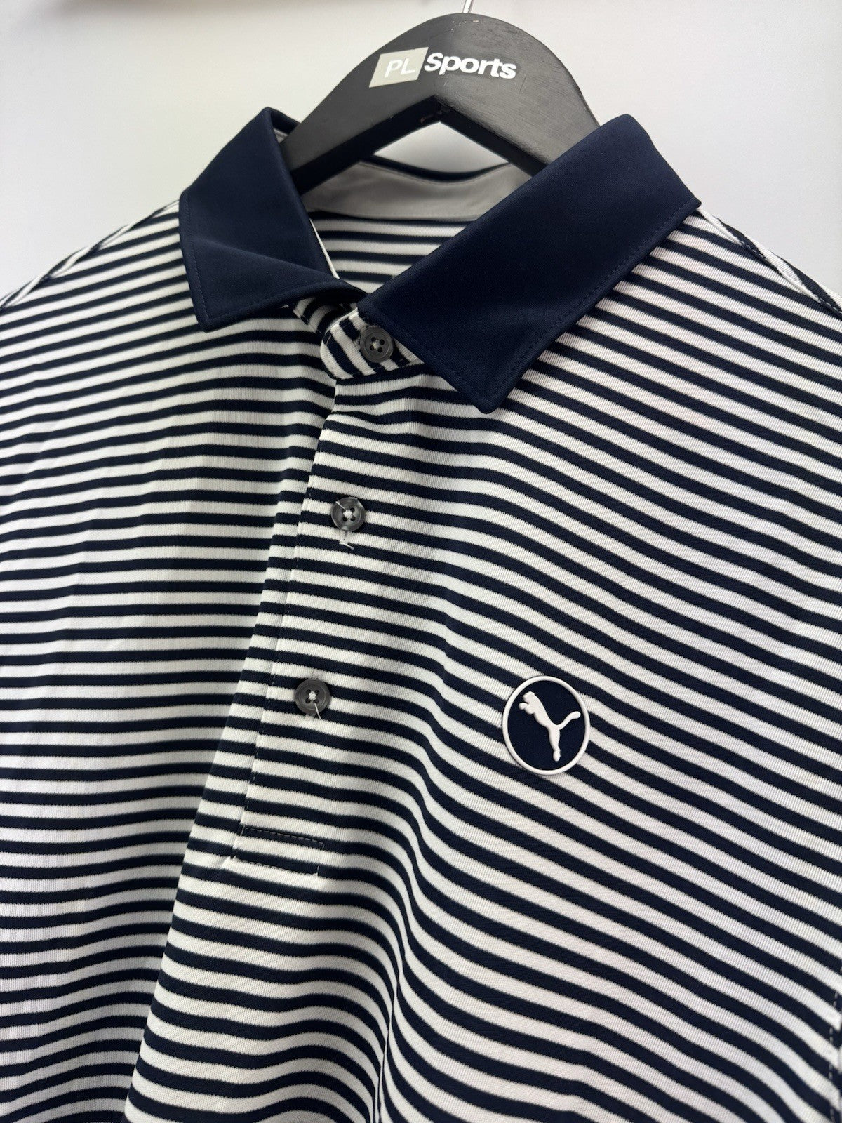 Puma Golf Pure Stripe Polo Shirt Mens UK Medium /Navy /White /New /308113