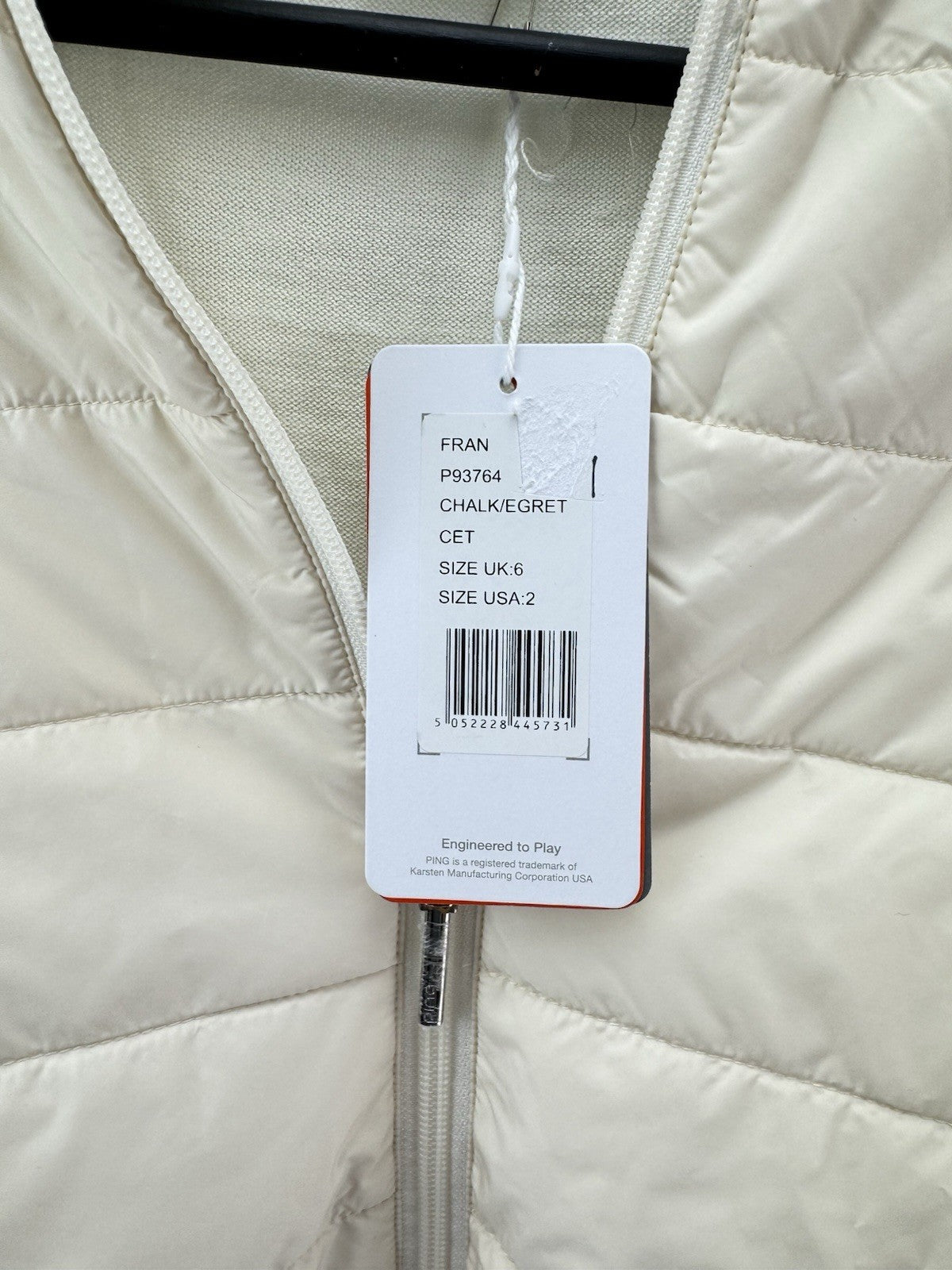 Ping Golf Ladies Jacket Fran Hybrid Full Zip UK 6 /Cream /New /279788