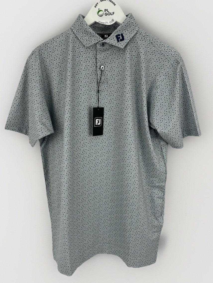 FootJoy Men’s Bounce Print Pique Polo Shirt Size Medium Grey/330050