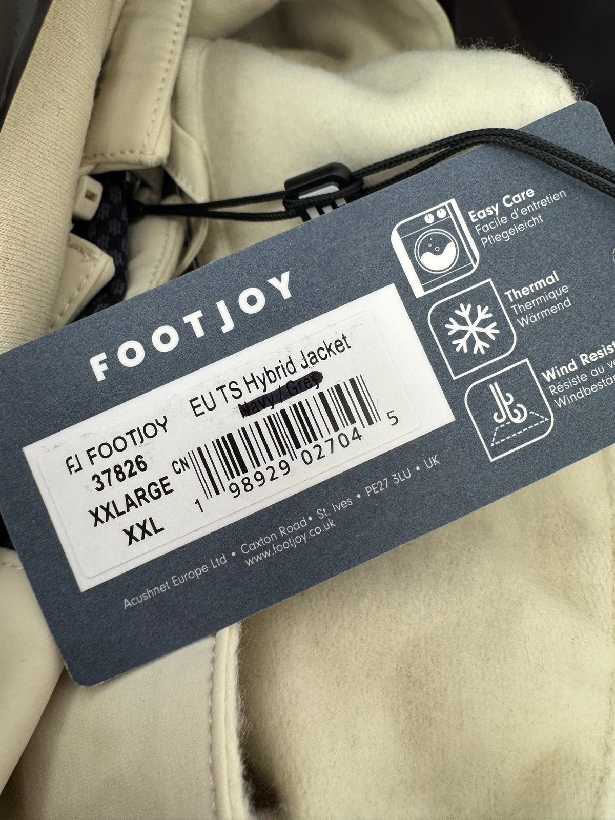 FootJoy Thermo Series Hybrid Jacket Men’s Size XXL Stone Charcoal/337552