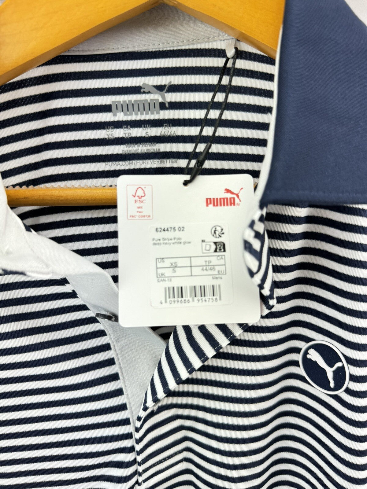 Puma Golf Pure Stripe Polo Shirt Mens UK Small /Black/White /New /207486