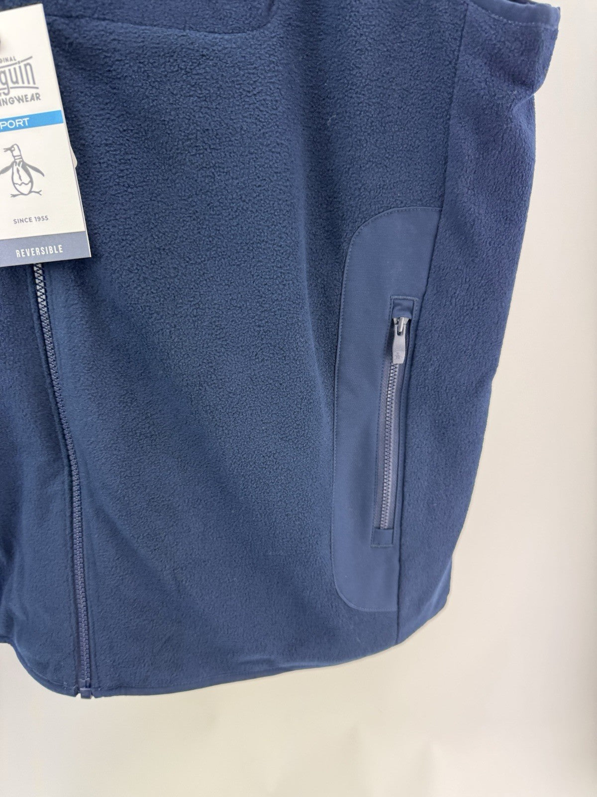 Penguin Golf Gilet Reversible Mixed Media UK XL /Full Zip /Navy /New /305145