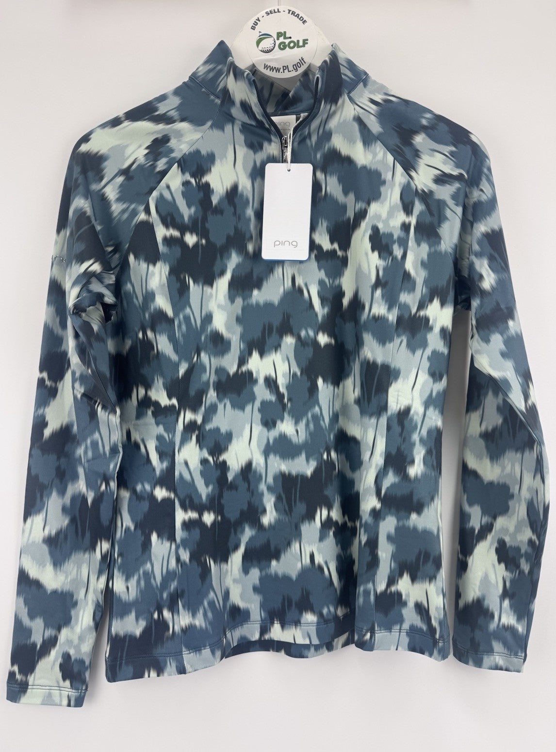 Ping Jasmine Golf Jumper Women's UK Size 14 Navy Multi Long Sleeve Zip Up/315070