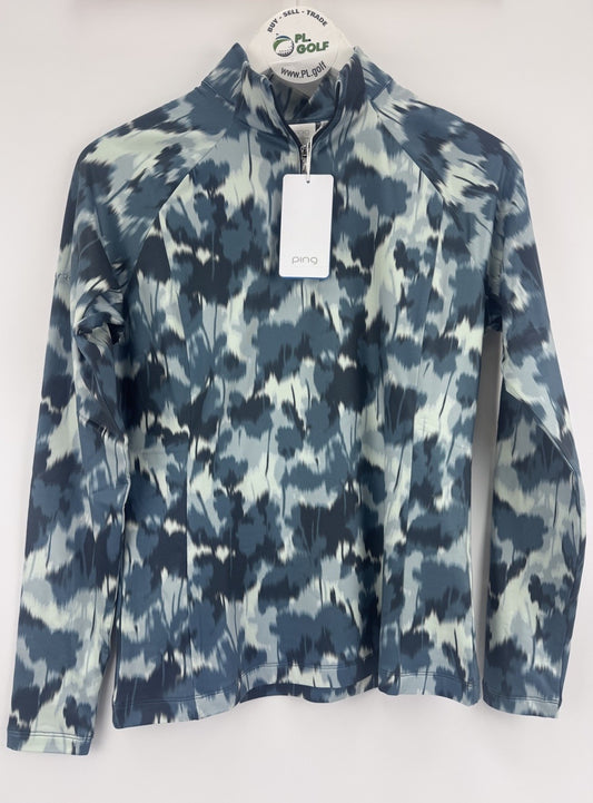 Ping Jasmine Golf Jumper Women's UK Size 14 Navy Multi Long Sleeve Zip Up/315070