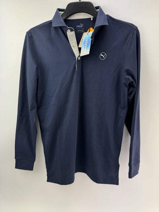 Puma Golf Polo Long Sleeve Cloudspun Midweight Mens UK Small /Navy /New /261090