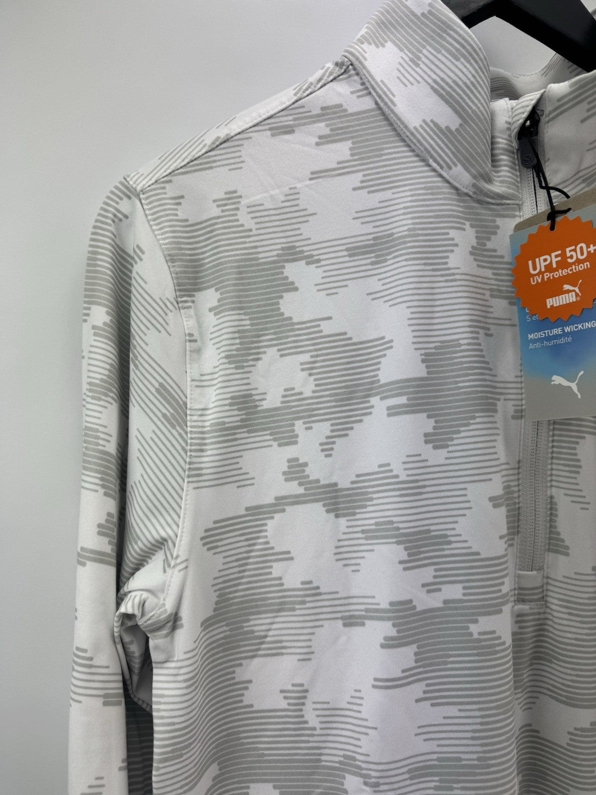 Puma Golf 1/4 Zip Cloudspun Pullover Camo Mens UK Small /White Glow /New /308094