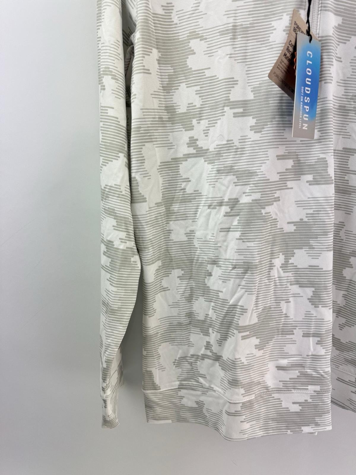 Puma Golf 1/4 Zip Cloudspun Pullover Camo Mens UK Small /White Glow /New /307691