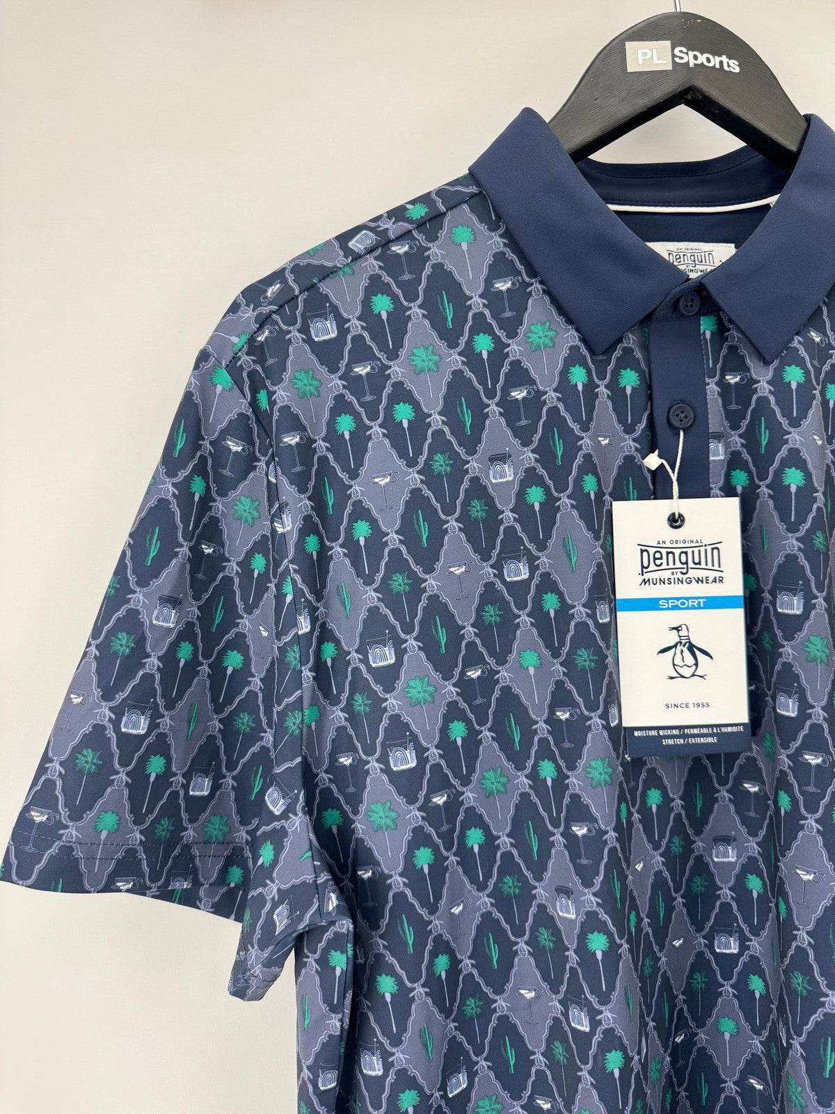 Original Penguin Sport Mens Polo Shirt Size M Black Iris Patterned/337274