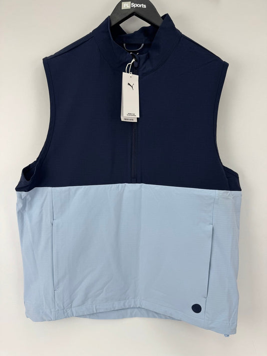 Puma Ripguard Vest Mens Medium Blue Sleeveless Golf Jacket Gilet/354090