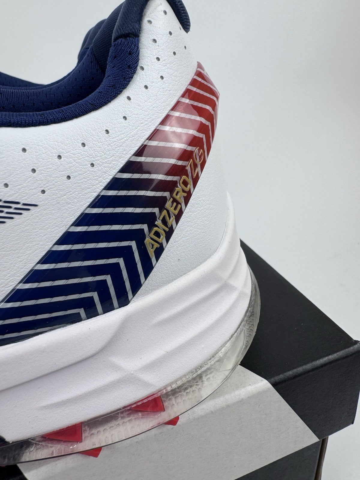 Adidas Adizero ZG Golf Shoes Men's UK Size 10 White Blue Red Spikes/314332