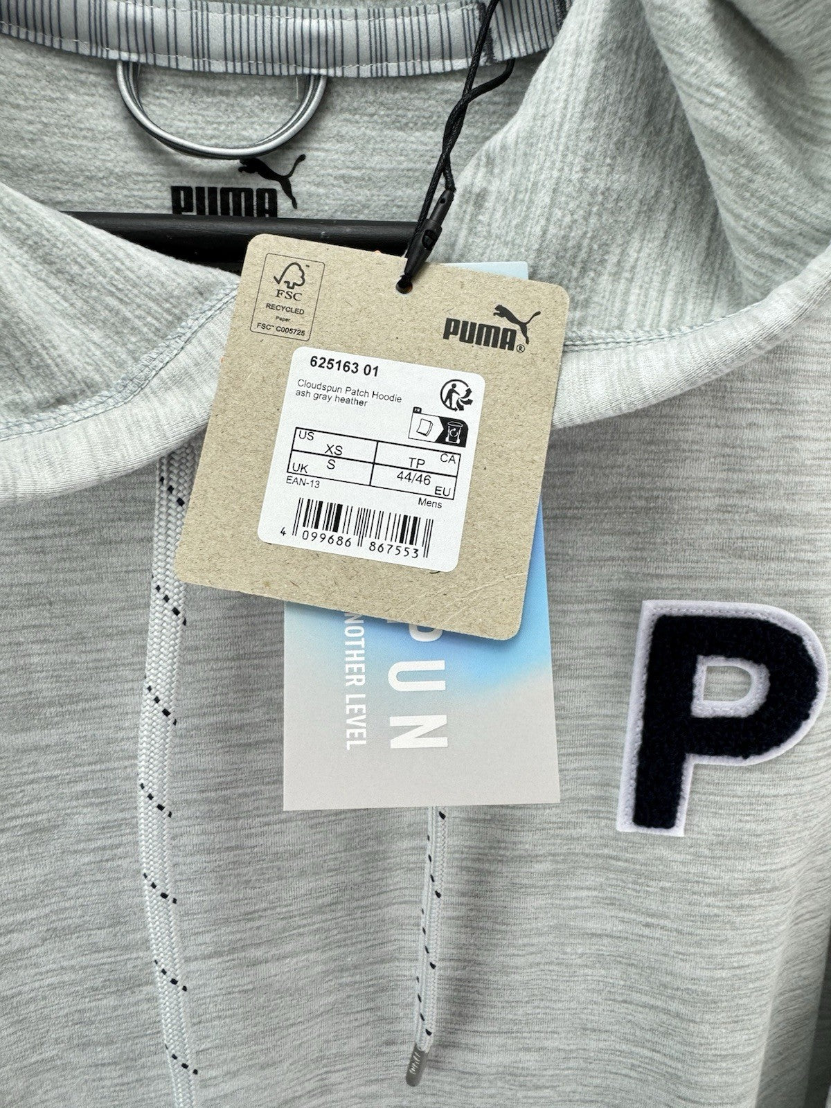 Puma Golf Hoodie Cloudspun Patch Mens UK Small /Grey /New /305116