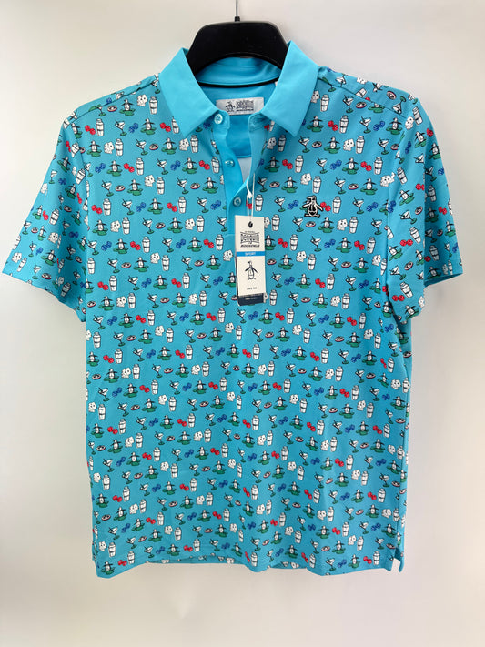 Original Penguin Golf Polo All over Retro Mens UK Small (20”) /New /24637
