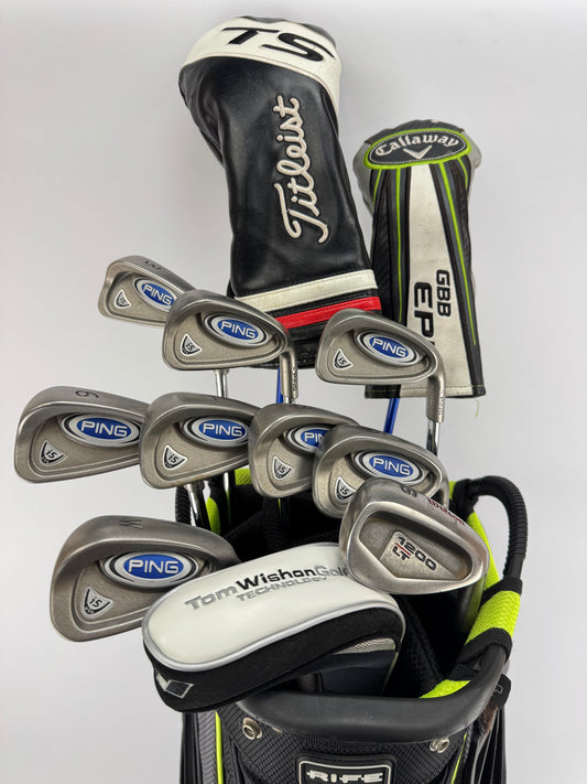 Ping Golf Package Set 12 Clubs Stiff Flex +1” Longer /Bag /New Grips /32986