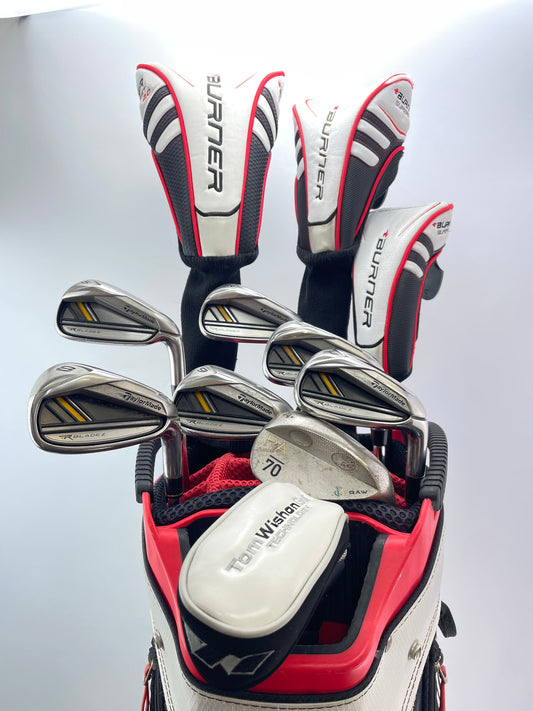 Taylormade Golf Package Set 11 Clubs Regular Flex /New Grips /Cart Bag /27341