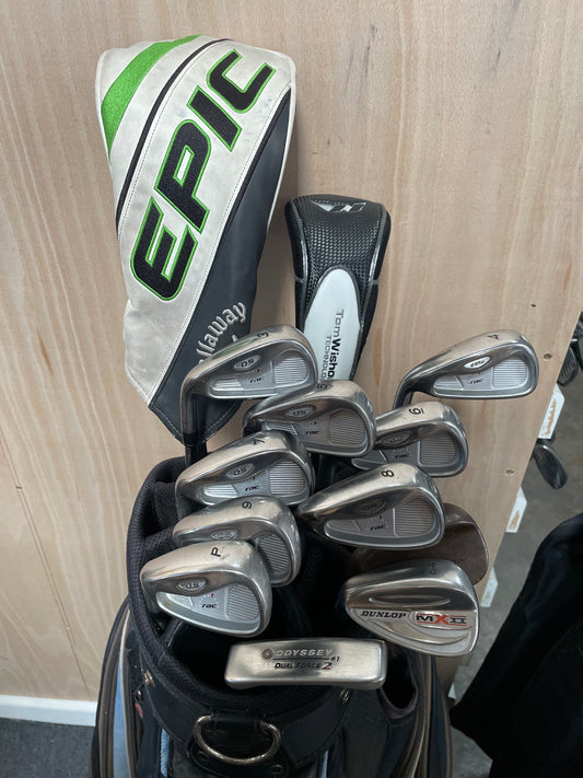 Taylormade Left Handed Package Set 13 Clubs Regular Flex /New Grips /Cart Bag