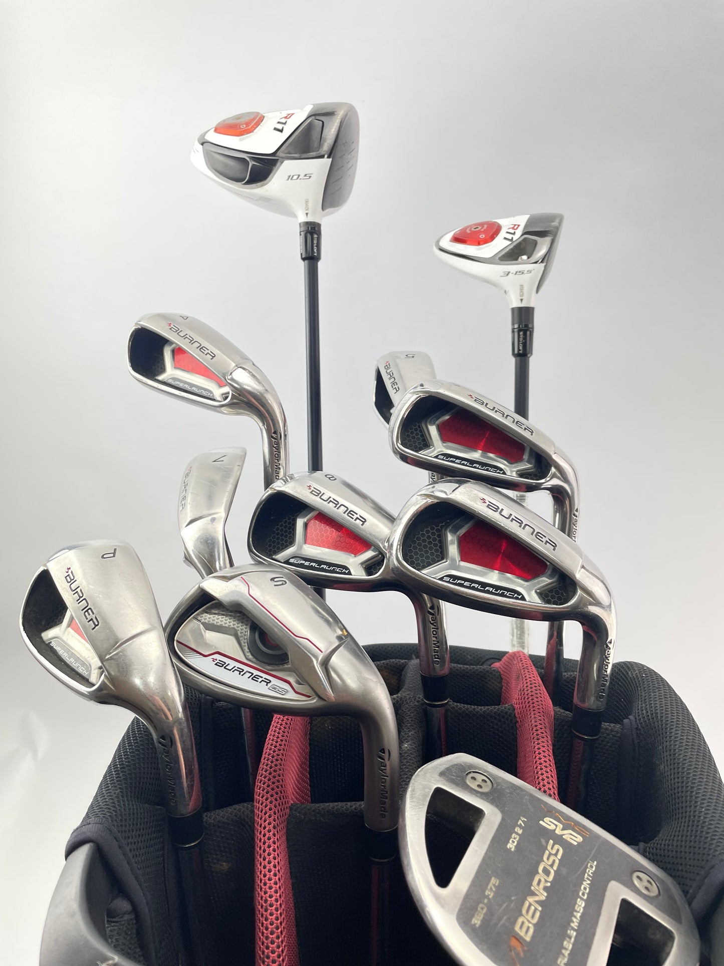Taylormade Golf Package Set 11 Clubs Stiff Flex /Right /New Grips /Stand Bag
