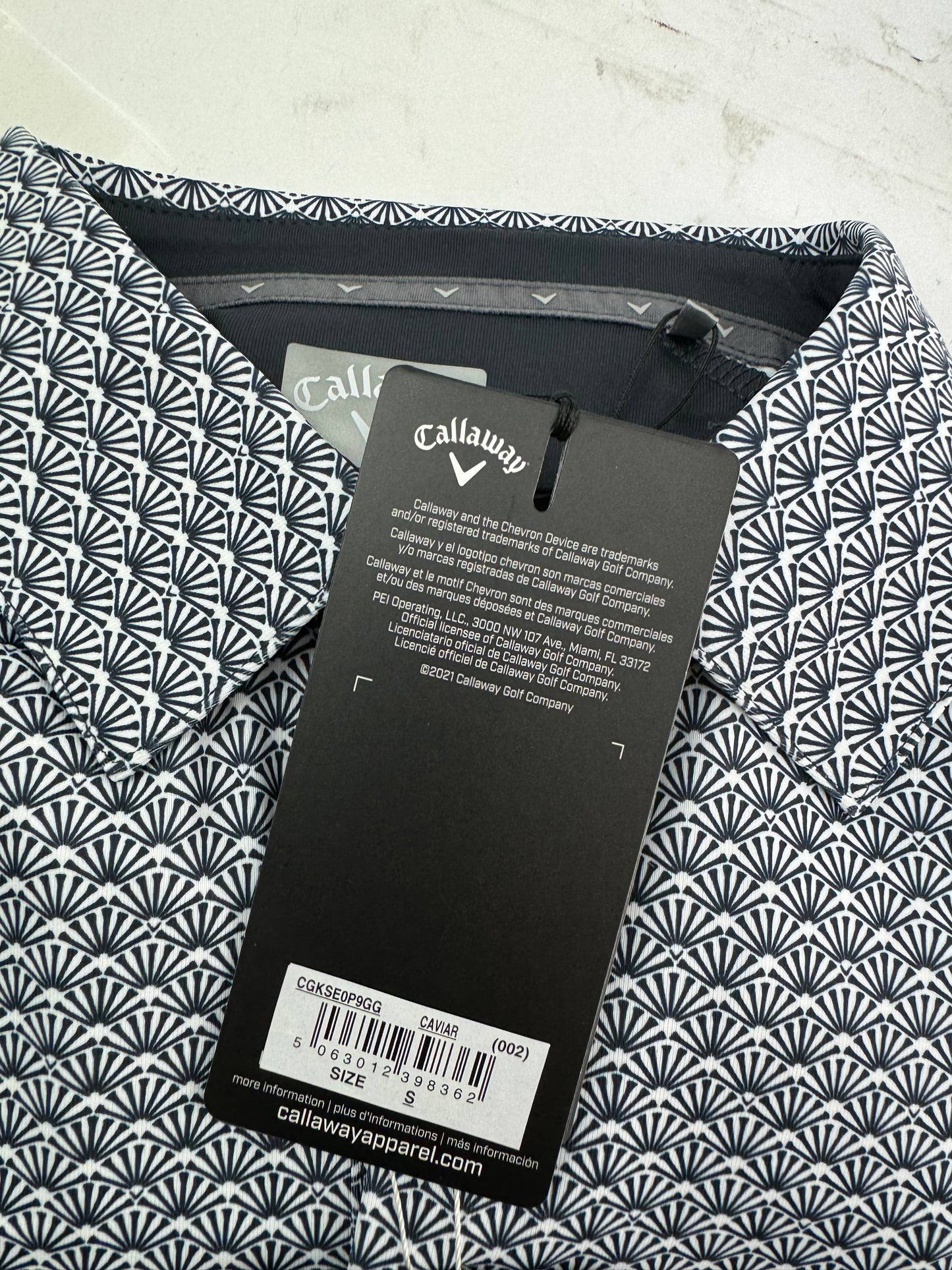 Callaway Chev Tech Polo Shirt All over Print UK Small /New /20194